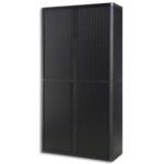 EASYOFFICE Armoire démontable corps en PS teinté et rideau Noir - Dim L110x H204x P41,5 cm