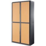 EASYOFFICE Armoire démontable corps en PS teinté Anthracite rideau Hêtre L110x H204x P41,5 cm