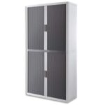 EASYOFFICE Armoire démontable corps en PS teinté Blanc rideau Anthracite L110x H204x P41,5 cm
