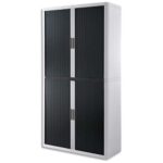 EASYOFFICE Armoire démontable corps en PS teinté Blanc rideau Noir - Dim L110x H204x P41,5 cm