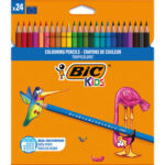 BIC KIDS Tropicolors Crayons de Couleur - Couleurs Assorties, Fabriqués Sans Bois - Etui de 24
