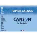 CANSON Pochette de 12 feuilles papier calque satin 70g format A4 livrée avec pastilles repositionnables.