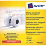 AVERY Boîte 10 rouleaux de 1500 étiquettes 1 ligne 26x12mm (8 caractère)s Blanches adhésif perm PLP1226