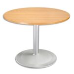SODEMATUB Table ronde D100 cm, épaisseur 2,5 cm - Pied Tulip D80 cm, hauteur cm hêtre aluminium