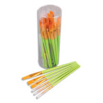 O'COLOR Lot de 36 brosses, manche bois laqué 205mm, N°14, 16, 18, sortie de poils 26mm