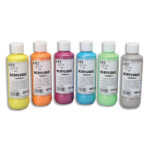 ART PLUS Lot de 6 flacons 250ml d'acrylique. Assortis : Jaune, Orange, Rouge, Bleu, Vert, Gris