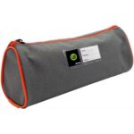 WONDAY Trousse écolier ronde - étiquette personnalisable - coloris Gris/Orange