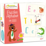 AVENUE MANDARINE Boîte puzzle thème alphabet 28 puzzles de 3 pièces 11 x 6 cm, bords arrondis
