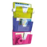 CEP Lot de 3 corbeilles mural 170, kit de fixation fourni - Dim. L36,1 x H71,8 x P8,6 Blanc multicolore