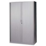 MT INTERNATIONAL Armoire haute métal monobloc Corps et Rideaux silver 4 tablettes -Dim. 120x198x43cm