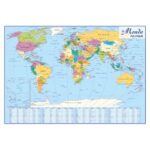 CBG Grande Carte Murale pelliculée : recto Europe Politique / verso Monde Politique - 98x138 cm