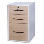 MT INTERNATIONAL Classeur bois en PPSM 3 tiroirs Blanc hêtre MT1 Elégance - Dim. : L42 x H69 x P44 cm