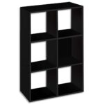 MT INTERNATIONAL Bibliothèque 6 cases Noir MT3 Elégance - Dimensions : L73 x H107 x P33 cm