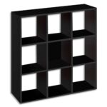 MT INTERNATIONAL Bibliothèque 9 cases Noir MT3 Elégance - Dimensions : L107 x H107 x P33 cm