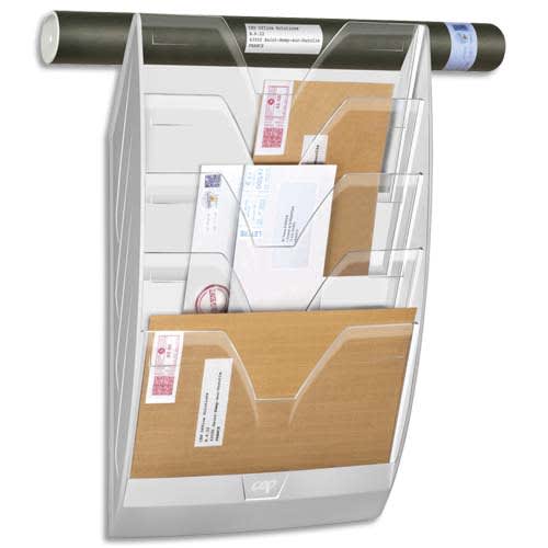 267046_d1-1.jpg CEP Présentoir mural 5 compartiments, kit de fixation fourni, Blanc cristal. Dim. L35 x H58 x P12,2 cm – Image 1