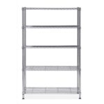 ALBA Etagère Mobi en fil métal chromé taille L, 5 tablettes, charge max 350Kg - Dim L120 x H200 x P35 cm