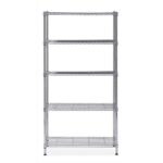 ALBA Etagère Mobi en fil métal chromé taille M, 5 tablettes, charge max 350Kg - Dim L90 x H200 x P35 cm