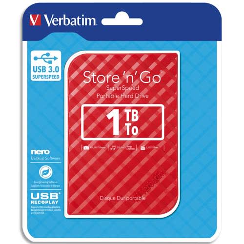 283608_d1-1.jpg VERBATIM Disque dur 2,5'' USB 3.0 Store'N'Go Style 1To Rouge 53203 – Image 1