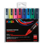 POSCA Pochette 8 marqueurs peinture à eau, encre pigmentation assortie, pte moyenne