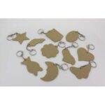 O'COLOR Assortiment 10 porte-clés en bois : coeur, étoile, lune, rond...