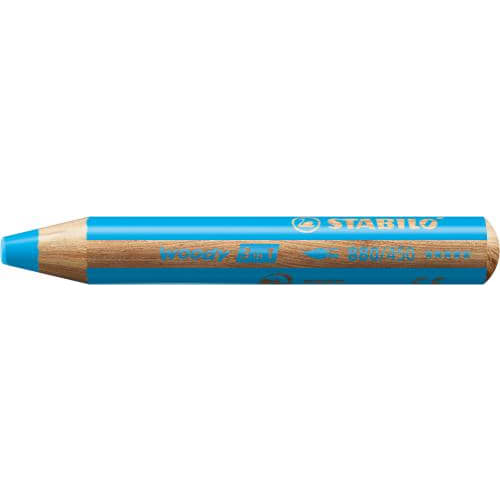 302779_d1-1.jpg STABILO woody 3in1 crayon de couleur multi-surfaces mine extra-large (10 mm) - Cyan – Image 1