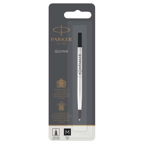 303198_d1.jpg PARKER Recharge pour Stylo Roller pointe moyenne encre Noire. En blister. – Image 1