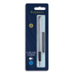 WATERMAN Blister stylo plume GRADUATE chromé + 1 cartouche longue Bleue