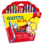 GIOTTO BE-BE Etui de 12 crayons de couleur BE-BE maxi bois + taille-crayons, mine large 7 mm