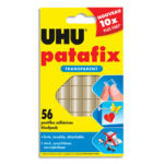 UHU Etui de 56 pastilles Patafix adhésives double face, ultra fines et invisibles. Sans solvant ni acide