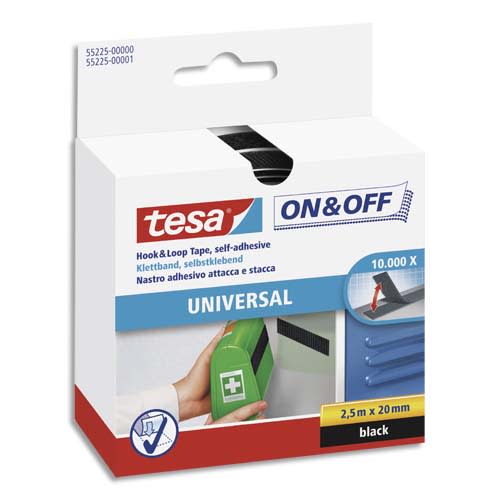 313415_d1.jpg TESA Ruban ON&OFF système de scratch autoagrippants (à coller), 2,5 m x 20 mm Noir – Image 1