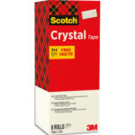 SCOTCH Tour de 8 rouleaux de ruban Crystal 19 mm x 33 m