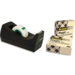 SCOTCH Lot de 3 rubans Scotch Magic recyclé, 19mmx30m + 1 dévidoir recyclé C38 Noir