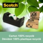 SCOTCH Lot de 3 rubans Scotch Magic recyclé, 19mmx30m + 1 dévidoir recyclé C38 Noir – Image 4