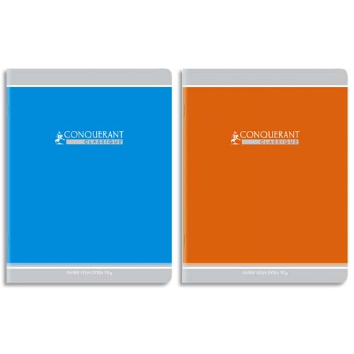 317393_d1-1.jpg Cahiers CONQUERANT 90g/carte vernie/Piqûre 17x22 cm/48 pages Seyès – Image 1