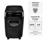 FELLOWES Destructeur automatisé AutoMax 200C, détruit 200 feuilles, corbeille 32 L, sécurité P-4 4653601 – Image 2
