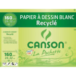 CANSON Pochette de 10 feuilles de papier dessin recyclé 160g 24x32 cm