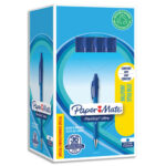 PAPERMATE Pack de 30+6 Stylo à bille pointe moyenne rétractable corps caoutchouc FLEXGRIP Bleu