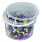 Baril de 1000 cubes plastique 1cm 10 couleurs emboîtables, jeu de construction