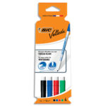 BIC Velleda 1721 Feutres pour Tableau Blanc Effaçables à Sec Pte Conique Fine - Assortis - 4 couleurs