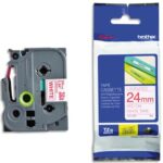 BROTHER Ruban pour PTOUCH laminé Rouge/Blanc 24mmx8m TZE252