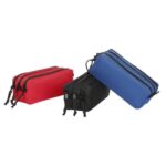 VIQUEL Fourre-Tout TRIZIP 22x9x8,5cm - Rectangle 3 compartiments - Assortis : Rouge,Marine, Noir