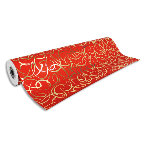 373050_d1-1.jpg CLAIREFONTAINE Rouleau papier cadeau Arabesque Premium 80g. Dimensions 50 x 0,70m. Coloris Rouge motif or – Image 1