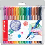 STABILO pointMax stylo-feutre pointe moyenne (0,8 mm) - Pochette de 15 stylos-feutres - Coloris assortis