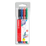 STABILO pointMax stylo-feutre pointe moyenne - Pochette de 4 stylos-feutres - Noir/Bleu/Rouge/Vert