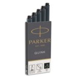 PARKER Etui de 5 cartouches longues QUINK encre Noire. En blister.