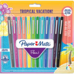 PAPERMATE Pochette de 12 Stylos feutres Flair Original Tropical, pointe 0,4mm