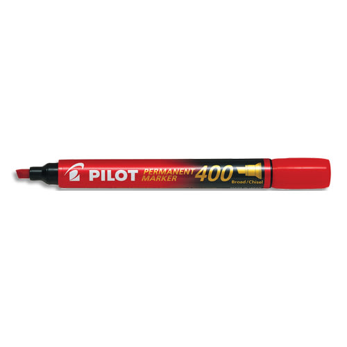 381978_d1.jpg PILOT Marqueur permanent MARKER 400 pointe biseautée large encre Rouge – Image 1