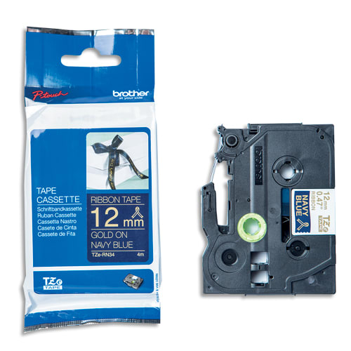 383719_d1-1.jpg BROTHER Ruban satin Or/Bleu Nuit 12mmx4m TZE-RN34 – Image 1