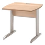 GAUTIER OFFICE Table bureau pied métal avec voile de fond Jazz Hêtre Gris clair - Dim. L80 x H74 x P80 cm