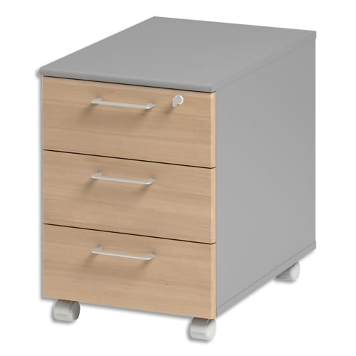383789_d1-1.jpg GAUTIER OFFICE Caisson mobile 3 tiroirs de rangement Jazz Hêtre Gris clair - Dim. : L42 x H60 x P60 cm – Image 1